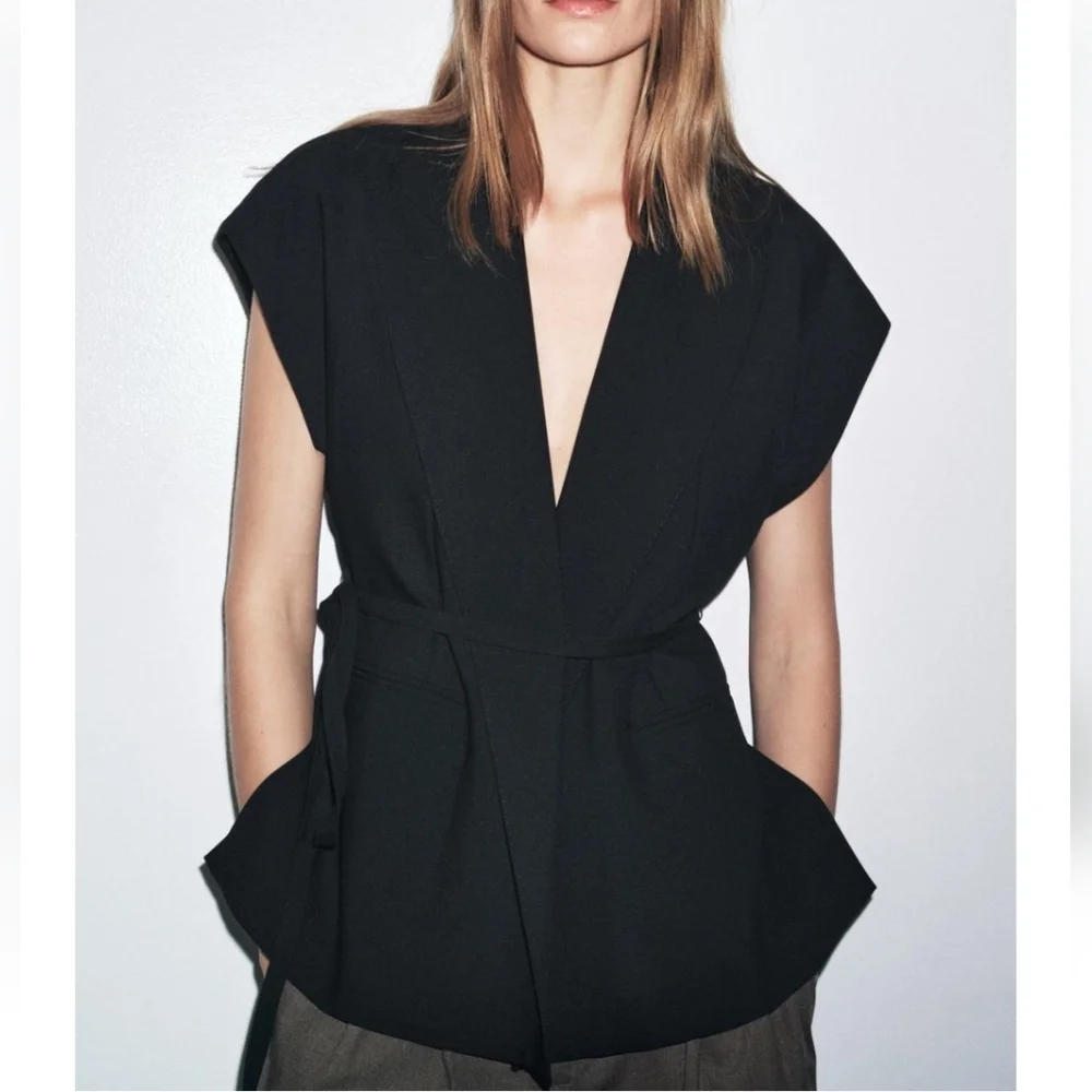 Zara Belted Wrap Vest Size S M L